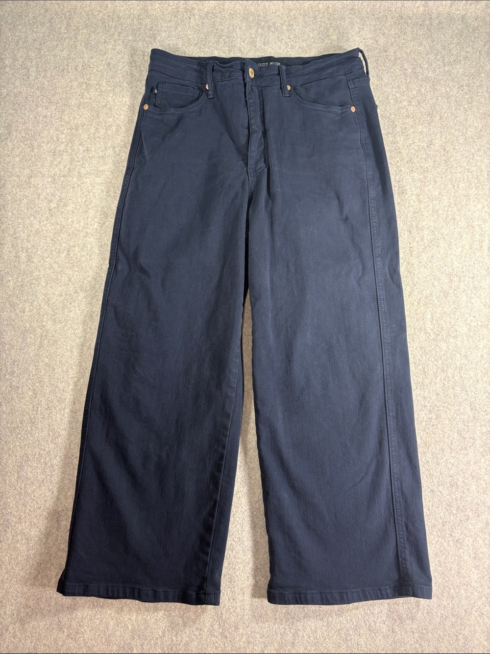 Judy Blue Navy Blue Wide Leg Crop Jeans Tummy Control Size 11 / 30 EUC JB88807